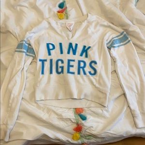 PINK Tigers cropped crew neck sweater Size S